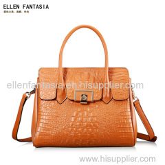 2014 high quality fashion croco stamped genuine leather shoulder bag