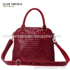 woven Genuine leather top handle