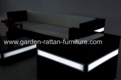 Outdoor garden rattan furniture solar lamp sofa