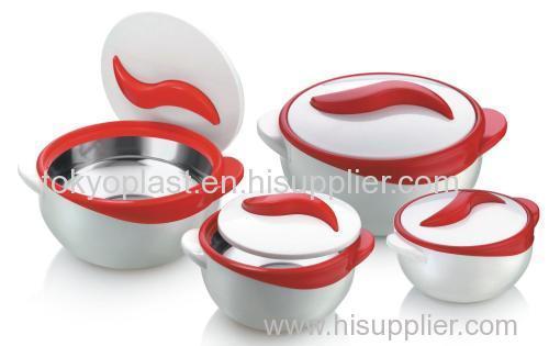 Pinnacle Tokyo Plastic Thermo Insulated Food Bowl Containers - RED 3 Bowls