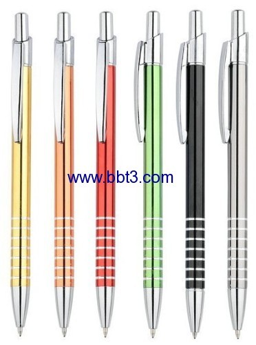 Promotional aluminum barrel click ballpen with 7pc decorative circle