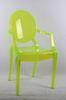 Waterproof PC Resin Louis Ghost Chair , Contemporary Arm Green Wedding Chair