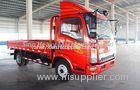 Red 4x2 Cargo Light Duty Commercial Trucks , Flatbed Truck with 80L Fuel Tank