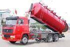 Red Diesel Sewage Suction Truck 6 Cubic Meters with 5m Suction Depth , EURO II