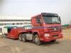 Red HOWO 2 Axles Semi Trailer Trucks , Flat Low Bed Trailer 30 Ton