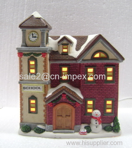 Hand Painted resin Xmas House DS1611L