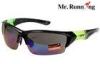 Safe Polarized Sport Sunglasses With Green Frame , Removable Lens