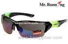 Safe Polarized Sport Sunglasses With Green Frame , Removable Lens