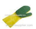 Heavy Duty Work Five Finger Yellow Latex Gloves With Scouring Pad And Sponge