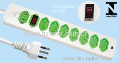 8 Outlets RJ45 Brazil Power Strip