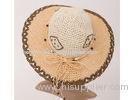 9cm Brown Paper String Packable Sun Hats For Women , Raffia Wide Brim Sun Hat