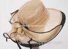 Gold Thread Sinamay Womens Church Hats / 11cm Brim Yellow Straw Braid Edge Hats