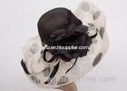 Black 21cm Up Soft Brim Ladies Tea Party Hats / Sinamay Hat With Flowers Decoration