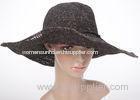 Gold Wire Crochet Raffia Sun Hats / Black Floppy Sun Hats With Big Brim For Church