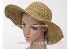 Natural Green Ladies Sun Hats / 10cm Wide Brim Floppy Sun Hats For Church