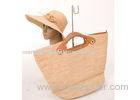 Beige Spring Raffia Beach Bag / Customized Color Raffia Handbags For Seashore