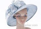 Light Blue 11cm Large Brim Ladies Sinamay Hats , Ladies Occasion Hats For Party