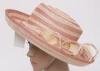 Two Color Light Pink Ladies Sinamay Hats / Ladies Dress Hats With Feather For Banquet