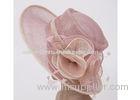 Light Pink Ladies Sinamay Hats / Ladies Dress Hats For Carnival , 12cm Brim