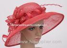 Red Color Down Brim Fascinators Ladies Sinamay Hats For Party