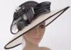 12cm Brim Sinamay Hats For Women With Feather , Black White Ladies Church Hats