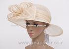 White Bleaching Ladies Sinamay Hats With Large Decoration For Party