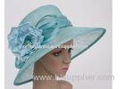 Lake Blue Flower Ladies Sinamay Hats With 12cm Brim For Decoration