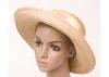 Beige Womens Straw Hat / 9.5cm Brim Natural Gold Band Sun Hat For Seashore