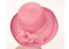 Pink 10cm Brim Womens Straw Hats / Straw Braid Ladies Dress Hats For Church