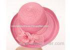 Pink 10cm Brim Womens Straw Hats / Straw Braid Ladies Dress Hats For Church