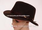 6cm Brim Man Wool Felt Fedora Hat / Autumn Black Cowboy Hat For Church
