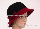 Bowknot Woman Wool Felt Fedora Hat For Church , Leisure Felt Fedora Hats