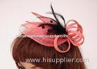 Red Leaves Shape Sinamay Fascinator / Hair Fascinators With Feather For Banquet