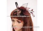 Ladies Brown Flower Sinamay Fascinator Headwear / Teather Hat For Fascinator