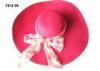 Red Wide Brim Sun Hat With Mix Color / Paper String Crochet Sun Hat For Leisure