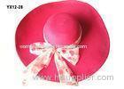 Red Wide Brim Sun Hat With Mix Color / Paper String Crochet Sun Hat For Leisure