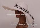 9cm White Paper String Wide Brimmed Sun Hat With Bowknot For Leisure