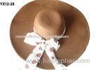 57cm Brown Raffia Wide Brim Sun Hats For Party , Paper String Crochet Sun Hat