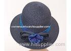 Natural 8cm Brim Spring Straw Braid Womens Sun Hats With Navy Band For Party