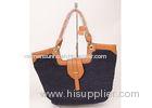 Navy Raffia Beach Bag