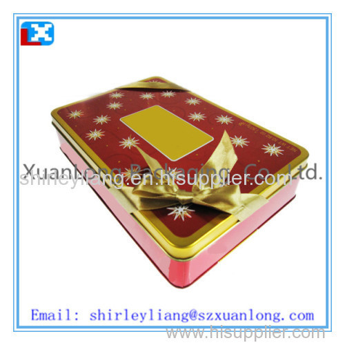 Rectangular metal tin cookie box