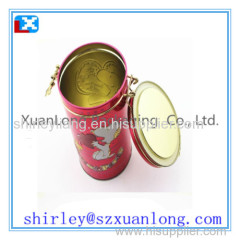 Round tin can with metal lock