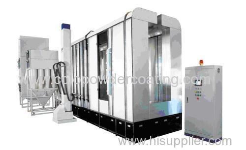 Automatic powder coat spraying booth