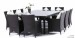 Rattan dining table with 10chairs in outdoor or indoor