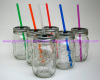 Glass Mason Jar With Straws