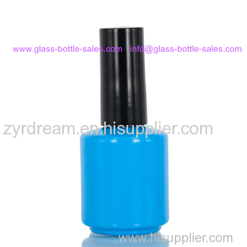 15ml Blue Glass Nail Polish Bottle With Cap And Brush