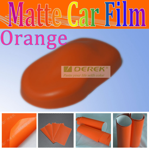 Car Color Change Film With Air Free Bubbles Matt Orange Color