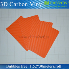 Orange Carbon Fiber Film/Car Carbon Vinyl with Air free Bubbles