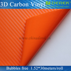 Orange Carbon Fiber Film/Car Carbon Vinyl with Air free Bubbles