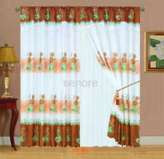 jacquard printed curtain with ball fringes